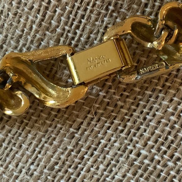 Vintage Napier Gold Tone Alternating Shiny/Matt Chunky Necklace Fashion Jewelry - Picture 4 of 7